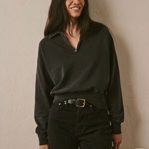 Buck Mason Quarter Zip Black Long Sleeve Pullover